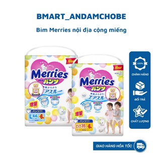 Bỉm merries nội địa nhật, tã dán/quần merries thêm miếng nb96/s88/m68/l58/m64/l50/xl44/xxl28