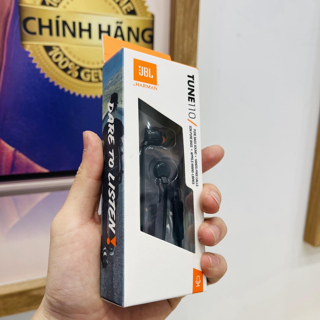 Tai nghe dây JBL TUNE 110 có mic, jack cắm 3.5mm (Fullbox có nút cao su thay thế) - bảo hành 12 tháng