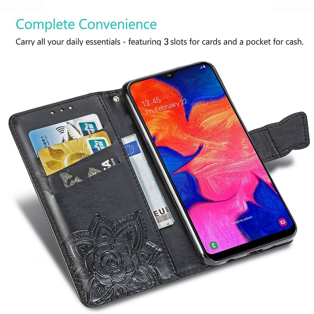 Bao da điện thoại PU kèm ví giá đỡ cho Samsung Galaxy A10 M10 M20 M30 M40/A60 M80s/A91/S10/M40s/A51/M60s/A81/Note 10 | BigBuy360 - bigbuy360.vn
