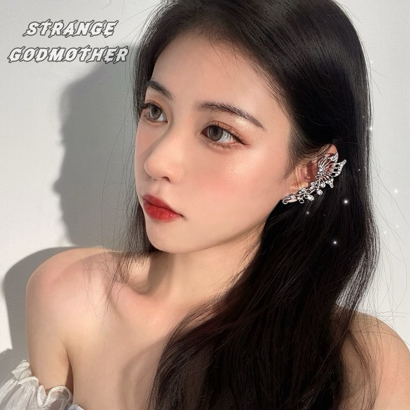 Khuyên Kẹp Vành Tai Hình Cánh Bướm Đính Đá Zircon Phong Cách Mori Cổ Tích Siêu Thơ Mộng