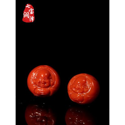 Qibao junze tự nhiên nanhong mã não hồng ngói đỏ tây nam đỏ phật Di Lặc đầu hạt lỏng Vòng đeo tay mặt dây chuyền phụ kiệ