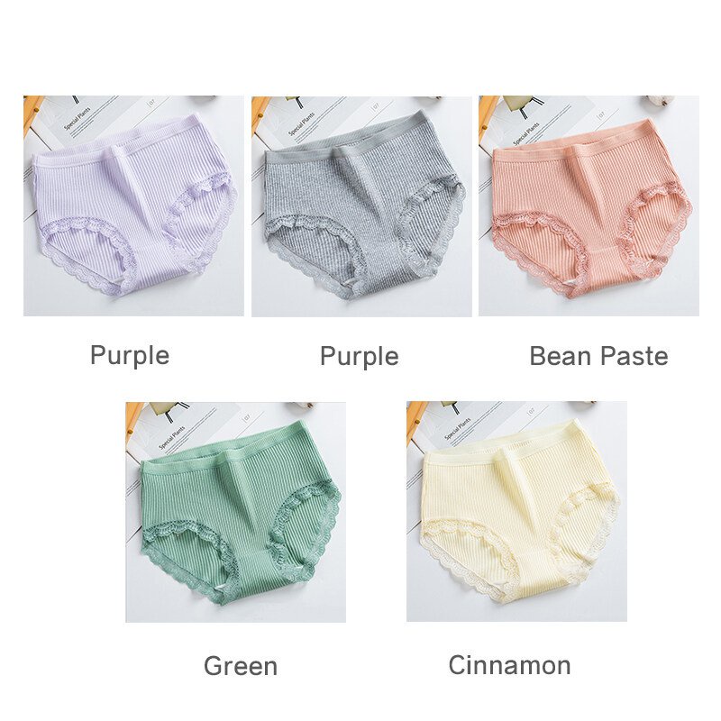 Quần lót cotton lưng cao viền ren thoáng khí cho nữ
 | BigBuy360 - bigbuy360.vn