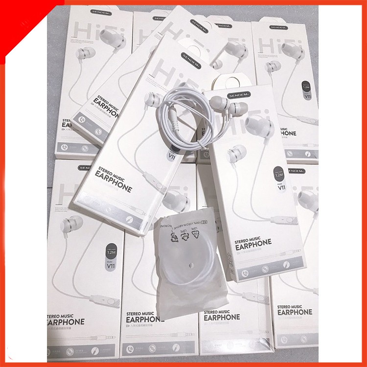 Tai nghe nhét tai Sendem V11 có Mic jack 3.5 cho tất cả các dòng điện thoại - Educase86