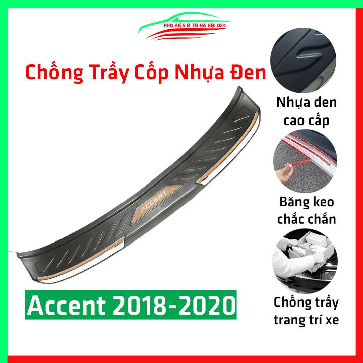 Ốp chống trầy cốp ngoài nhựa đen Accent 2018-2020 hàng loại 1 dán cốp sau chống xước trang trí xe