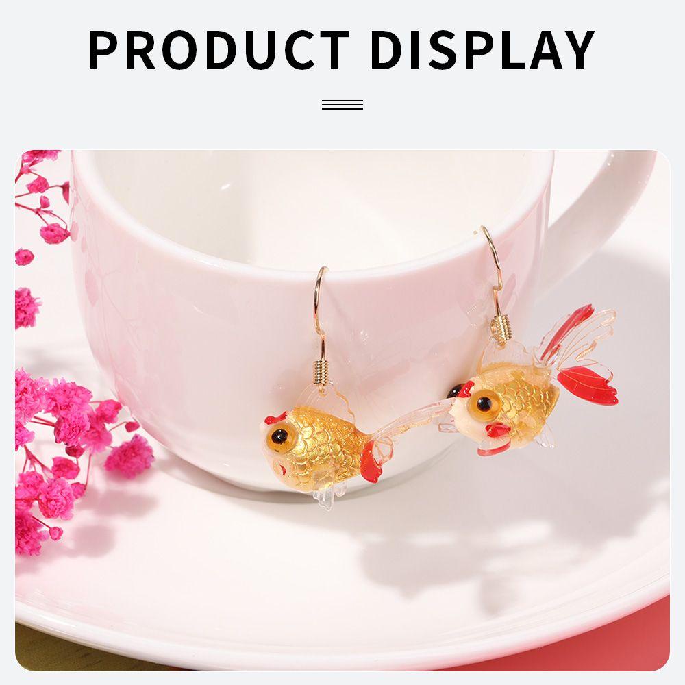 1 Cặp Cá Koi Giả Độc Đáo|Khuyên Tai Nhựa Trong Suốt Màu Sắc Cầu Vồng Xinh Xắn