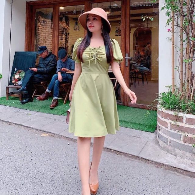 Váy lụa xanh bạc hà A500.209