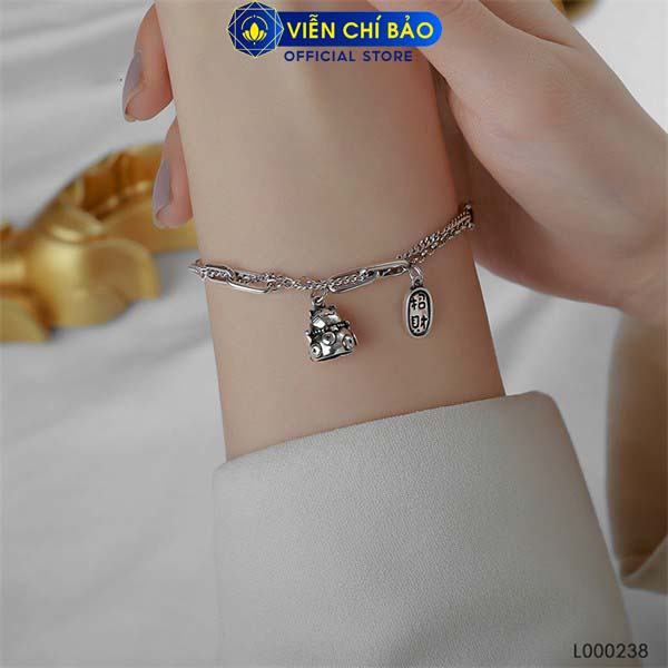 Lắc tay bạc bạc nữ Charm Mèo thần tài bạc Thái 925 thời trang phụ kiện trang sức nữ Viễn Chí Bảo L000238