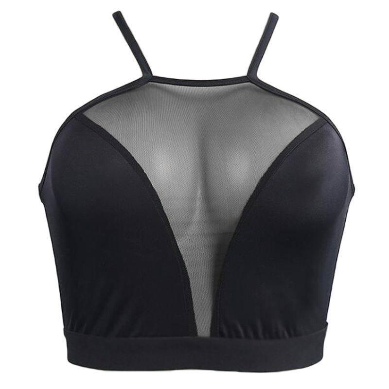 Wmmb Áo Croptop Lưới Không Tay Hở Lưng Phối Dây Chéo Gợi Cảm Cho Nữ