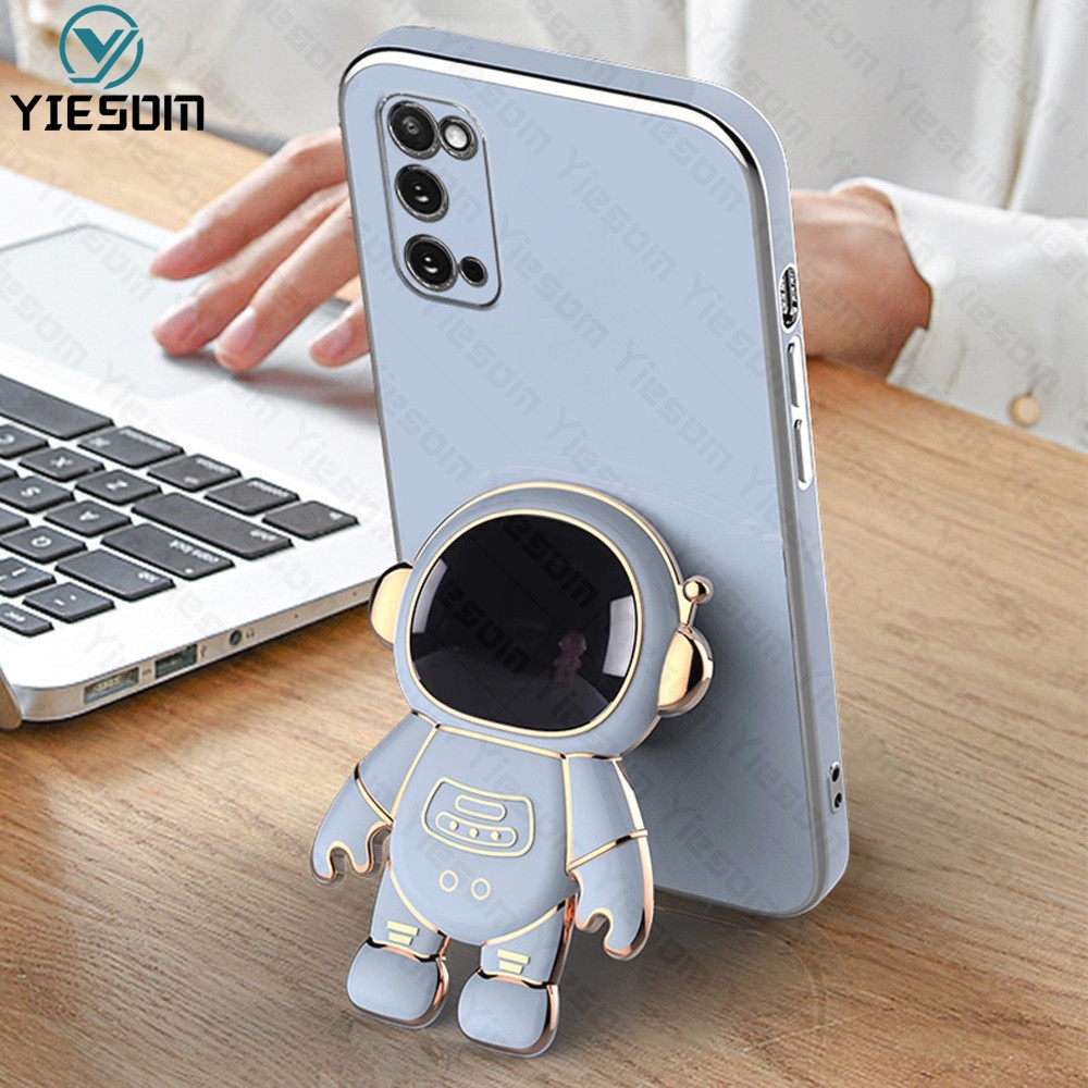 Ốp Điện Thoại Silicon Dẻo Mạ Màu Kèm Giá Đỡ Hình Phi Hành Gia Cho Samsung Galaxy S20 Ultra S20 FE S20 S10 Plus Note 20 Ultra