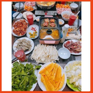 [BÁN CHẠY] NỒI LẨU NƯỚNG HÀN QUỐC 2 NGĂN MẪU MỚI , nồi lẩu 2 ngan