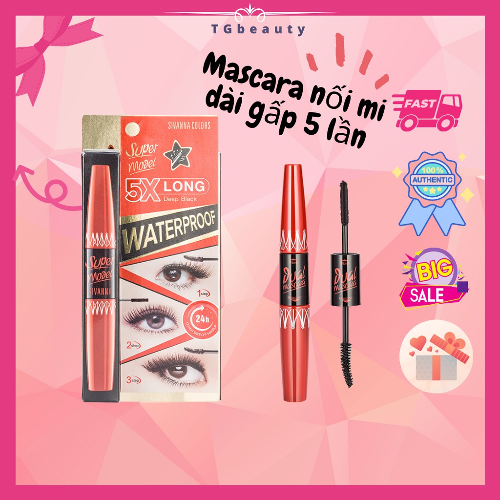 Mascara nối mi 2 đầu Super Model 5X Long Deep Black Warterproof | BigBuy360 - bigbuy360.vn