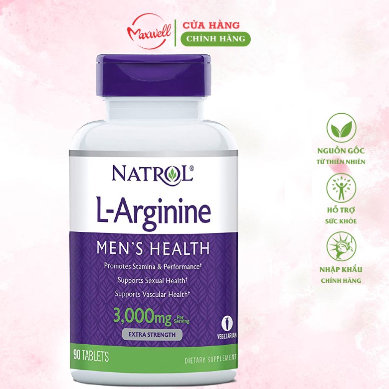 Viên uống Natrol L-Arginine 3000mg 90 viên của Mỹ tăng cường sinh lý nam giới Maxwell