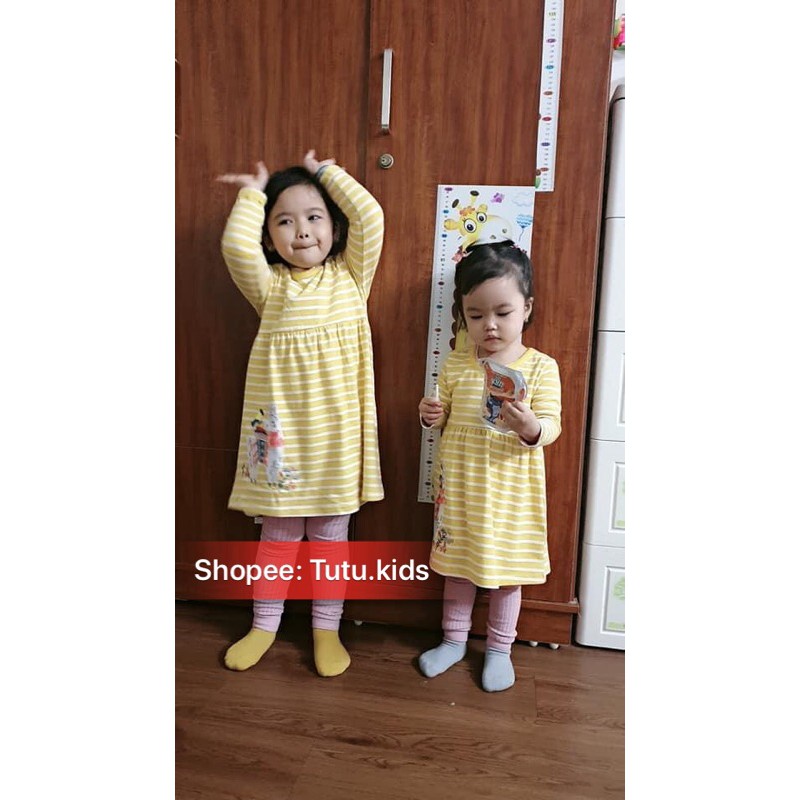 VÁY DÀI TAY BÉ GÁI COTTON SIÊU ĐẸP HỌA TIẾT NGỘ NGHĨNH ĐỦ SIZE 2-7T