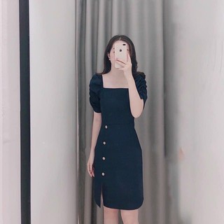 Đầm váy freesize tùng nút dừa 2 màu