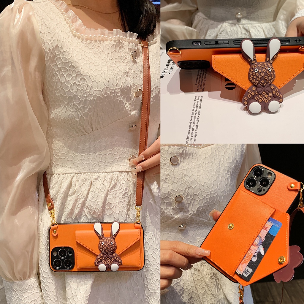 Ốp Điện Thoại Dạng Ví Đựng Thẻ Có Dây Đeo Chéo Cho iphone 14 pro max 11 12 pro max 13 pro max x xr xs max 15 pro max