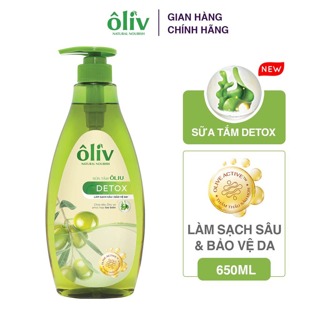 Combo Sữa Tắm Ôliv Detox 650ml + Sữa Dưỡng Ẩm Ôliv Sáng Da 200ml