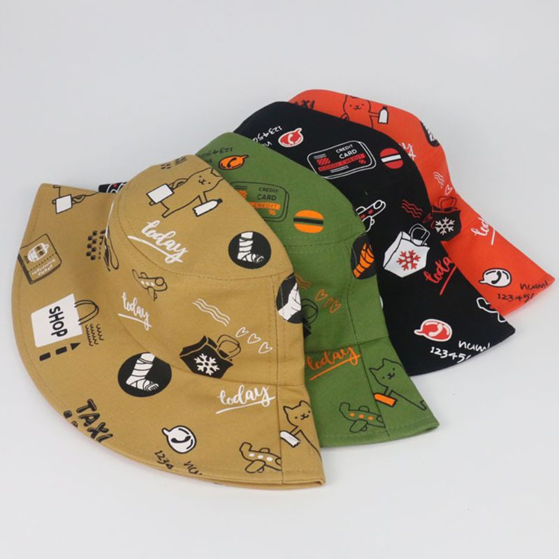 Xiangbao Mũ Bucket Chống Nắng In Chữ Graffiti Phong Cách Harajuku Nhật Bản Cho Nam Và Nữ