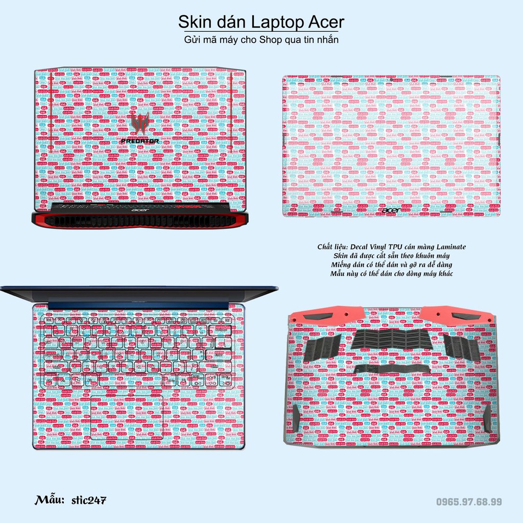 Skin dán Laptop Acer in hình Blah Blah - stic248 (inbox mã máy cho Shop)