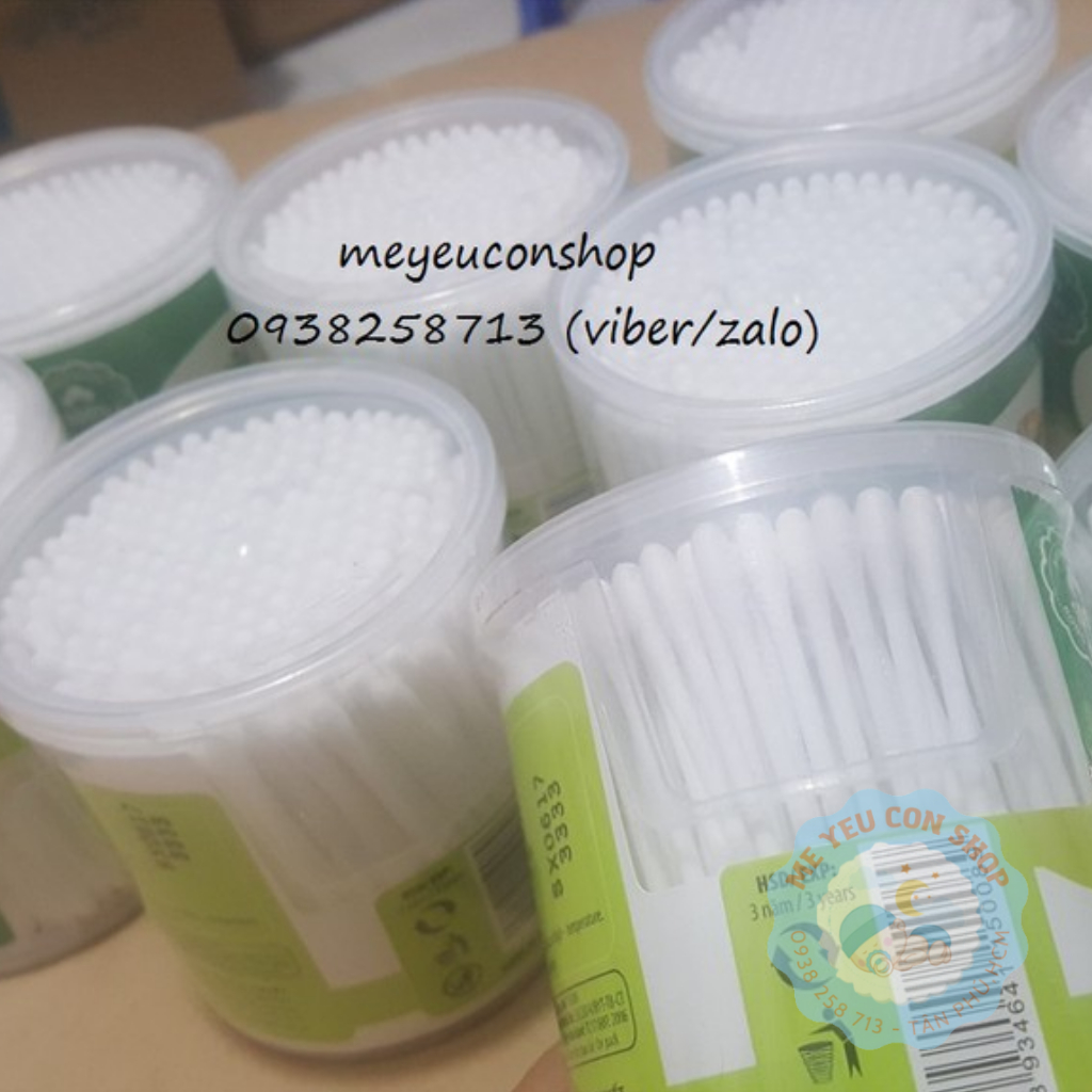 Tăm bông đầu to (có nắp xoay)- hiệu Bông Bạch Tuyết 200 que/ hộp (katydang)