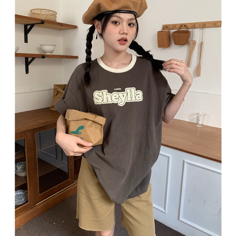 Áo Thun Nữ Cổ Tròn Ngắn Tay In Chữ