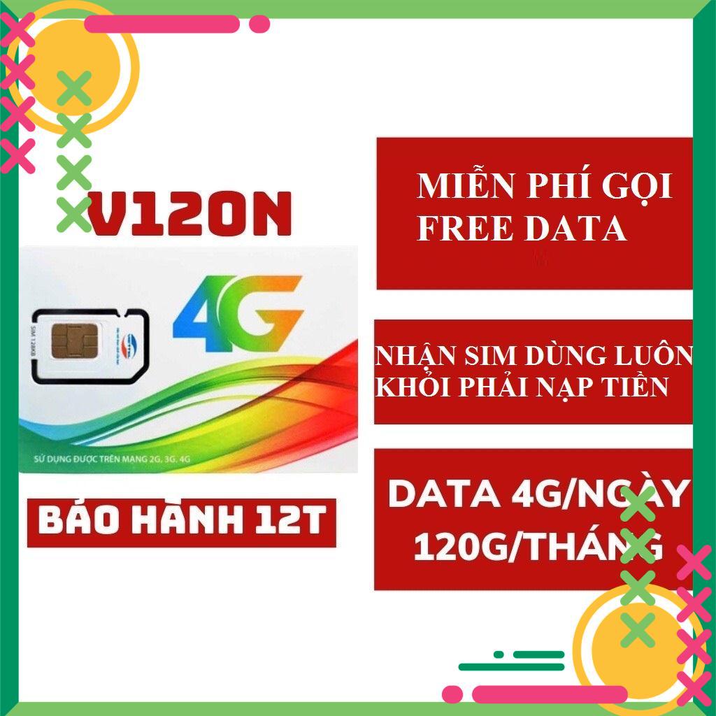 Sim 4G 1 Năm Sim Viettel V120N /V90 Tặng 120GB /Tháng Gọi Miễn Phí _ĐẸP