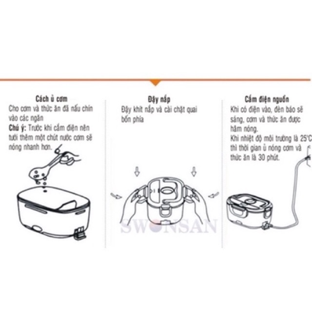 [Kho sỉ]  Hộp cơm hâm nóng ruột inox cắm điện ( inox 304)