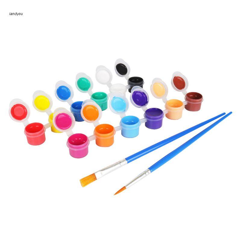 ✿ Bộ Dụng Cụ Vẽ Tranh Acrylic Với 2 Cọ Vẽ Dành Cho Trẻ Em DIY