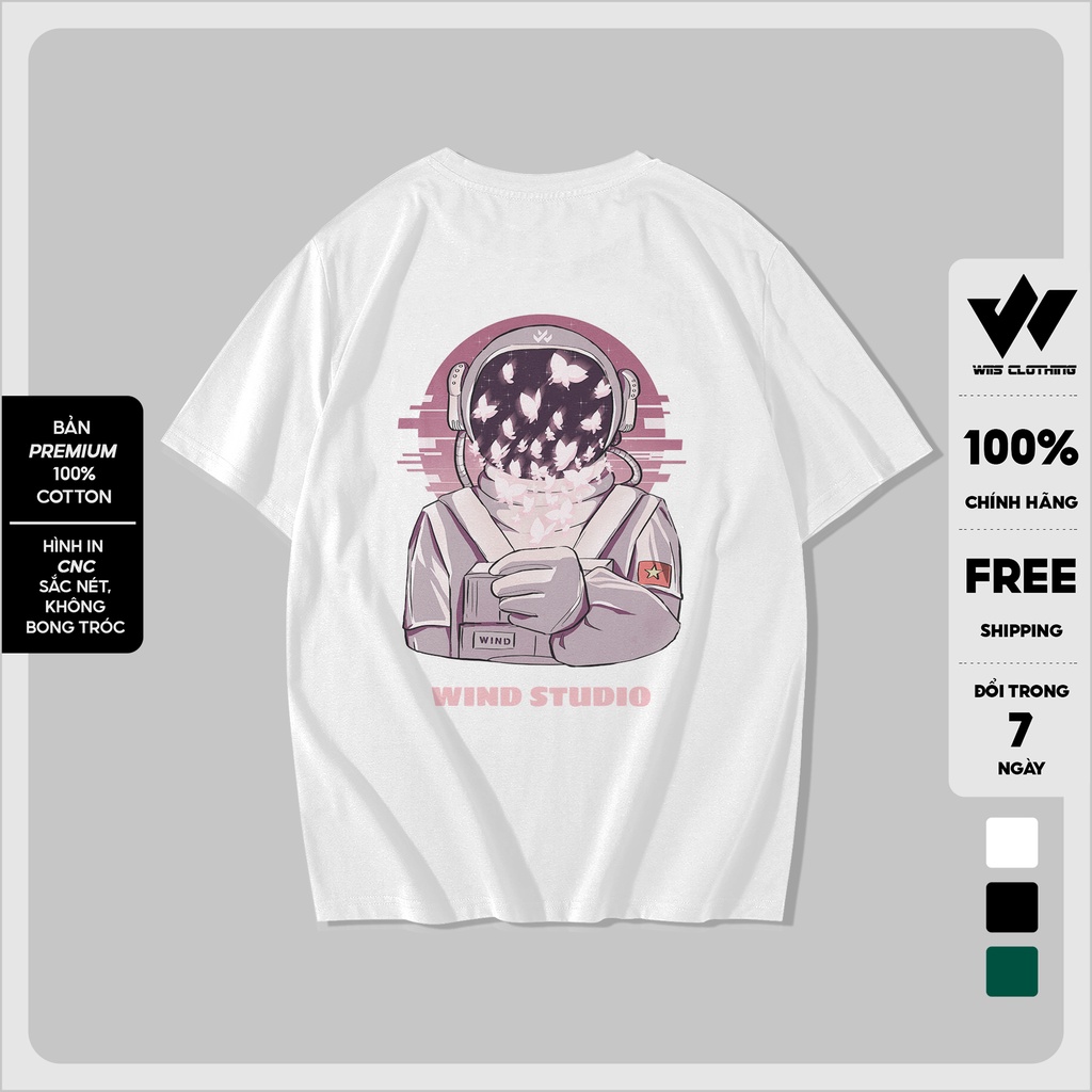 Áo thun tay lỡ unisex WIIS phông form rộng Cotton 65% Astronaut nam nữ oversize ulzzang