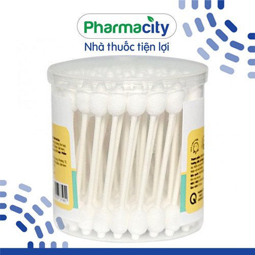 Tăm bông vệ sinh rốn và tai cho bé Pharmacity (Hộp 55 que)