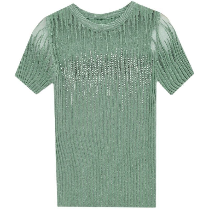 Áo len tay ngắn dáng ôm thiết kế mới thời trang mùa hè dành cho nữ 2021