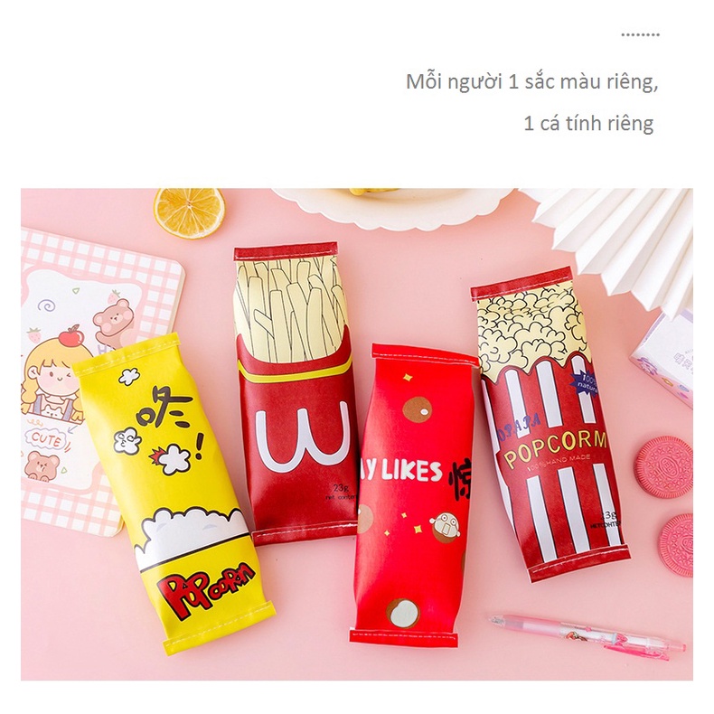 Túi đựng bút , hộp bút cute Chimi HT041 thiết kế kiểu dáng gói đồ ăn nhanh nhiều mẫu lựa chọn