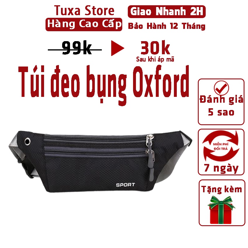 Túi đeo bụng vải oxford chống thấm nước thiết kế lỗ cắm tai nghe dùng đi chơi thể dục túi đeo chéo hông Tuxa store