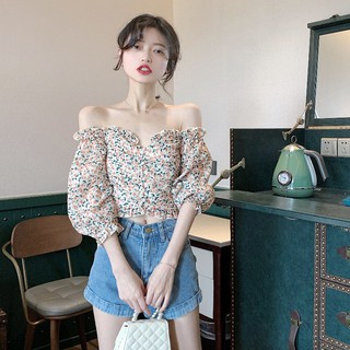 Áo trễ vai hoa nhí tiểu thư Ulzzang - Kèm ảnh thật