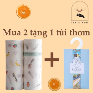 Khăn Giấy Lau Đa Năng Bếp Chén Bát Đĩa Vải Không Dệt Làm Từ Bột Gỗ Loại Mới PUMITA