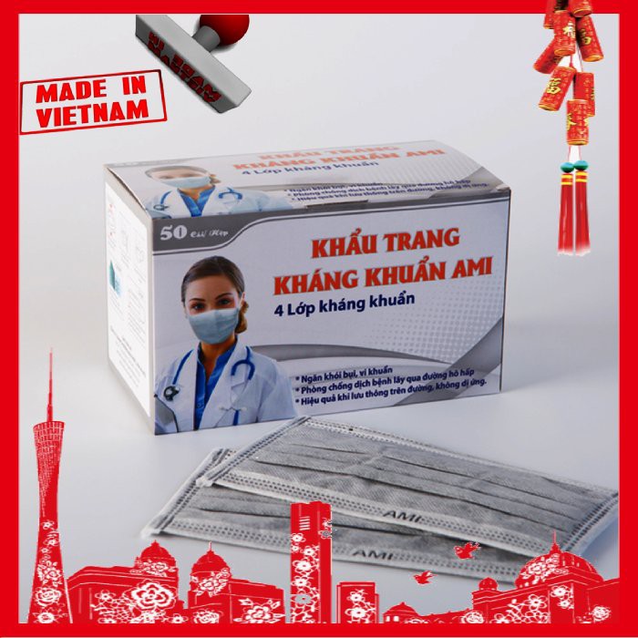 Combo 5 Hộp Khẩu Trang Y_Tế AMI,Mầu Xám,4 Lớp Có Lớp Than Hoạt Tính, (50 chiếc 1 hộp) 5 xám | WebRaoVat - webraovat.net.vn