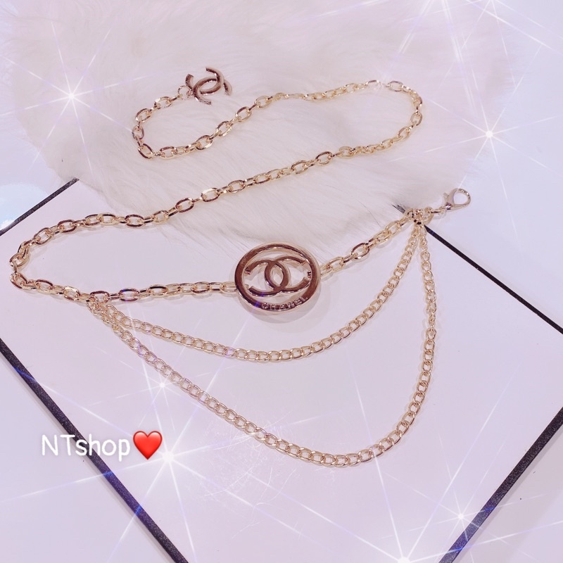 Đai váy - Belt xích vàng thương hiệu mix váy hoặc vest sanh chảnh