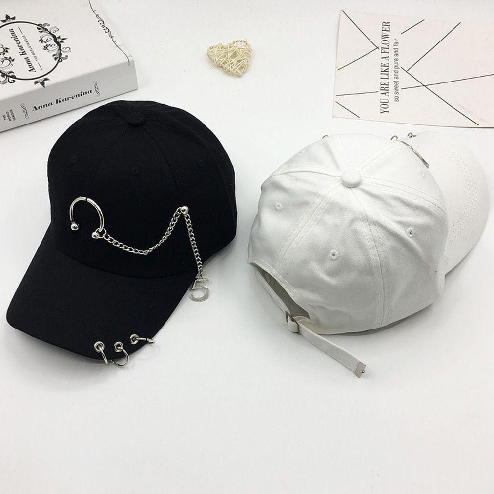 Mũ lưỡi trai cotton phối dây xích phong cách Hàn Quốc đơn giản thời trang cho nữ