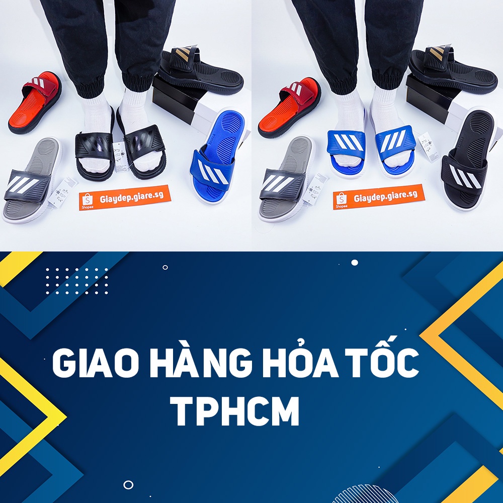 Dép nam quai ngang Alphabounce đen trắng - quai dán xé cực chất