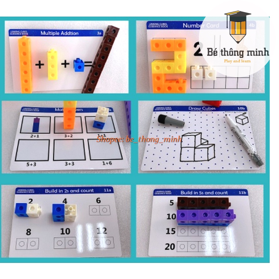 CUBE BLOCK - Khối lập phương cho bé học toán và xếp hình sáng tạo Math Link Cubes NUMBER LOCK