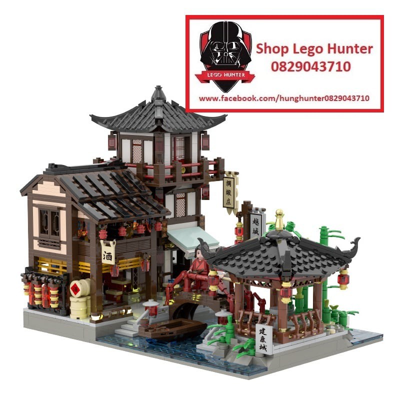 Wange 9018 Legend of Fei Bộ lắp ráp mô hình kiến trúc Nhà và cầu cổ kiểu Trung Hoa phong cách cổ trang lãng mạn