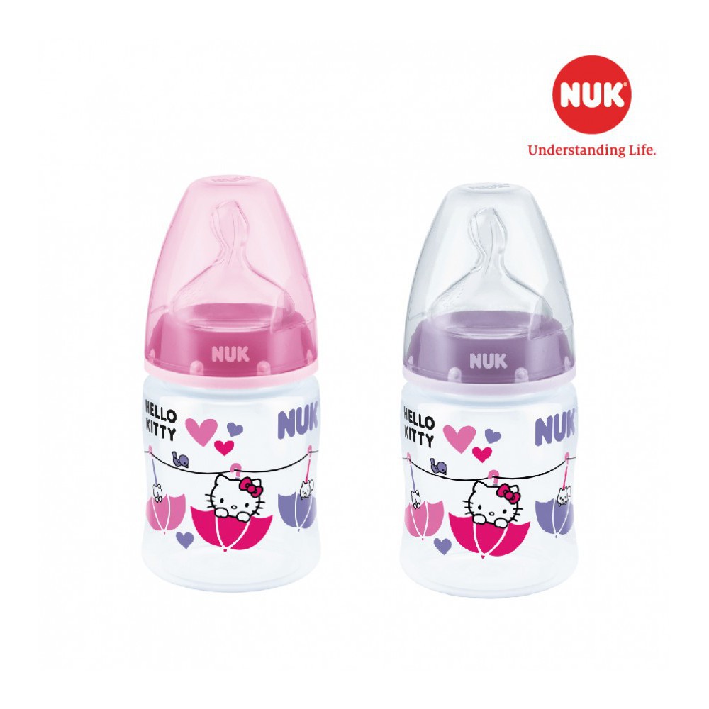 Bình sữa Nuk nhựa PP Hello Kitty 150-300ml silicone