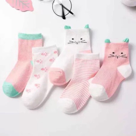 Sét 5 đôi tất cotton hàng quảng châu -CAO CẤP chất dày dặn-cho bé từ 0-6 tuổi (T27)