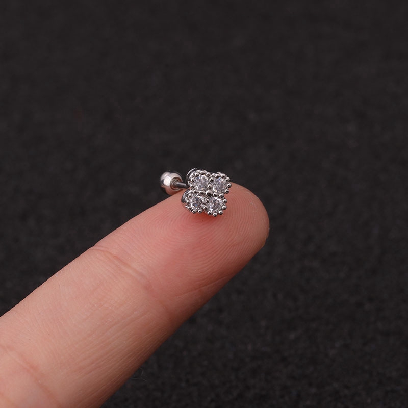 Hoa Tai Hình Hoa Tuyết Đính Đá Bằng Thép Không Gỉ Thời Trang