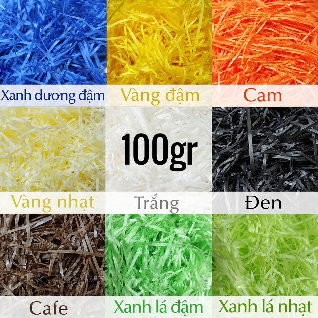 (100g) Giấy Rơm Lót Hộp Quà, Giấy Kraft Cắt Sợi Lót Hộp Quà Tặng