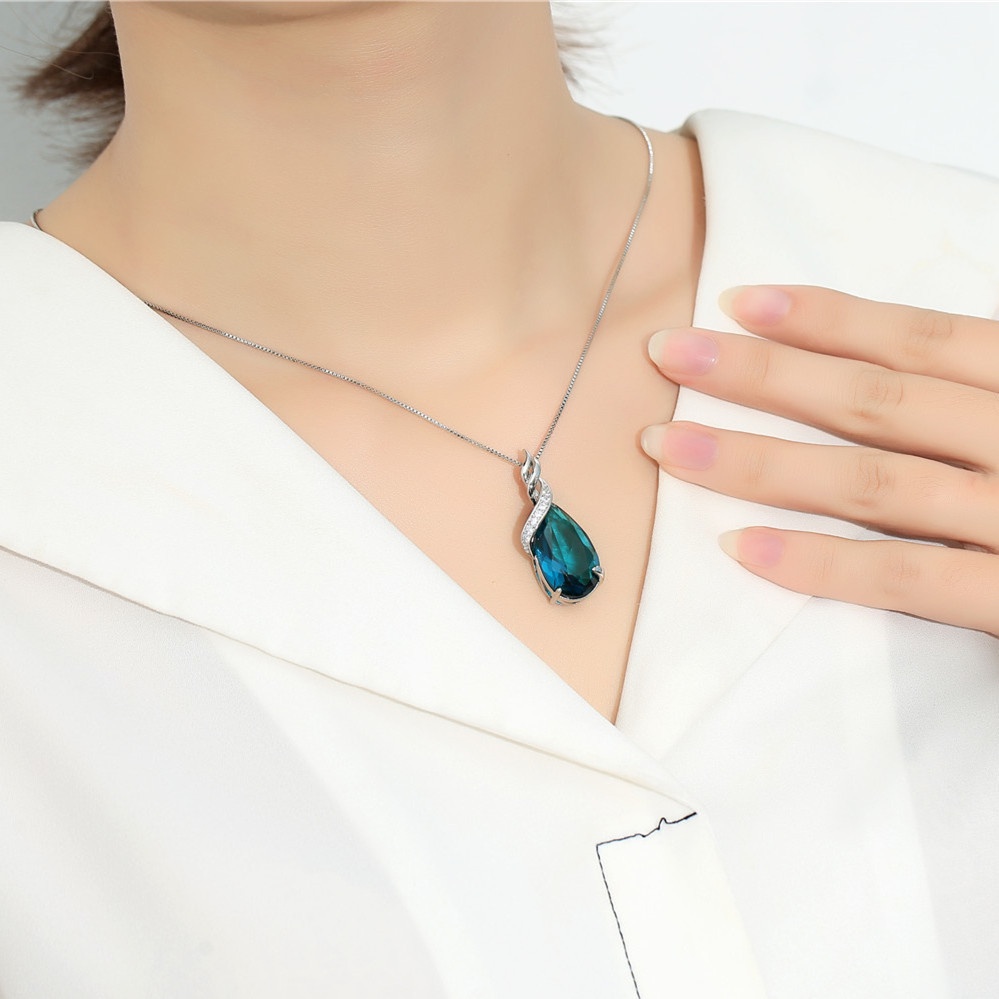 Mặt Dây Chuyền Bạc 925 Đính Đá Thạch Anh Tím / Pha Lê Hồng / Xanh Lá / Xanh Lá Thời Trang Cho Nam Nữ Xl009 50 Thiết Kế