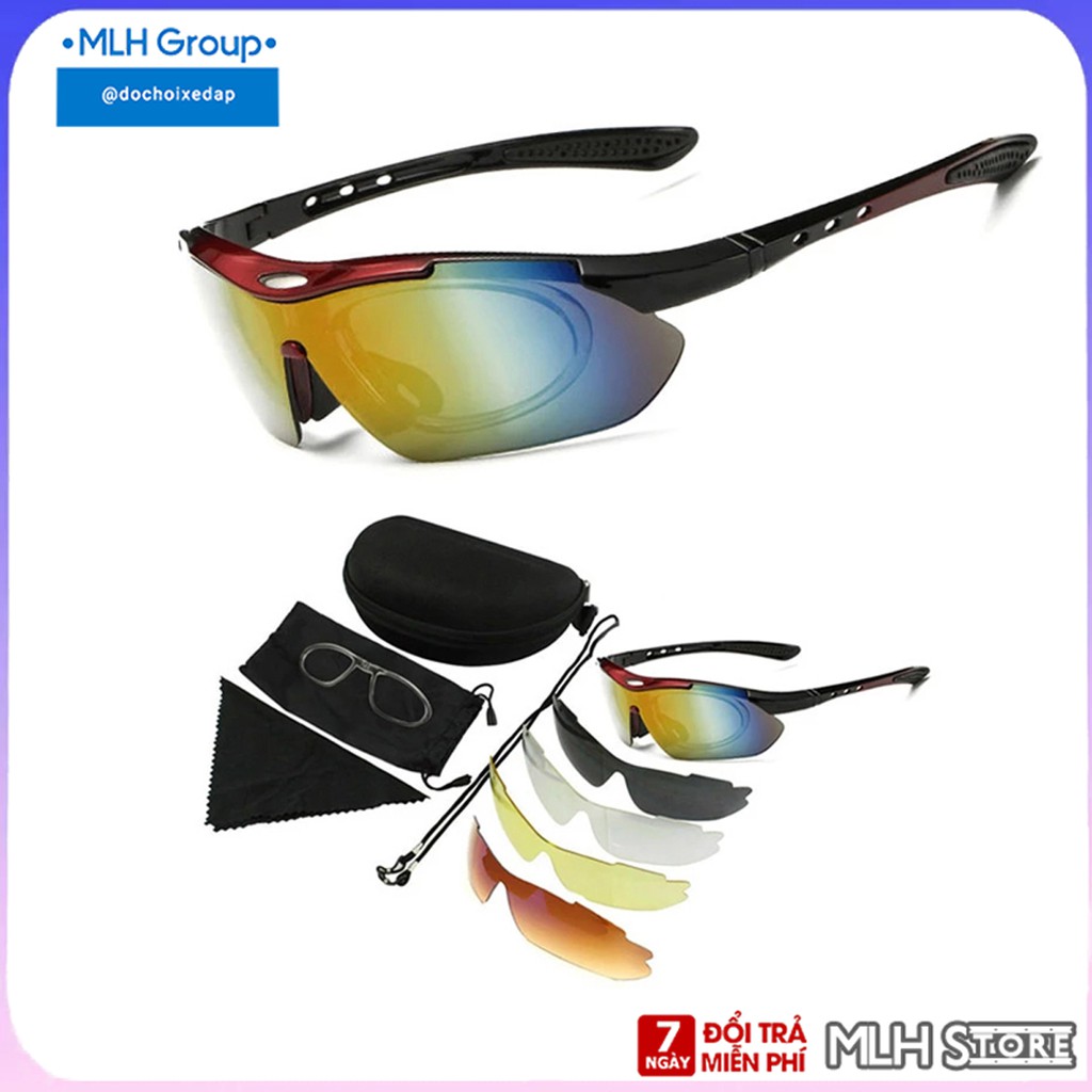 Mắt Kính Xe Đạp Thể Thao (5 Mắt Kính) Chống Tia Cực Tím UV400 Đạp Xe, Thể Thao Ngoài Trời, Câu Cá MLH