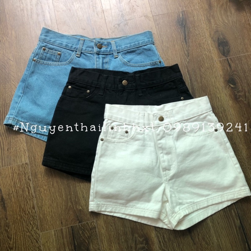 Quần short jean trơn cạp cao Thái lan ảnh thật