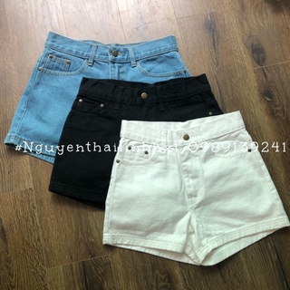 Quần short jean trơn cạp cao Thái lan ảnh thật