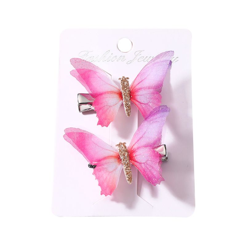 1 Cặp Kẹp Tóc Hình Bươm Bướm Nhiều Màu Dễ Thương