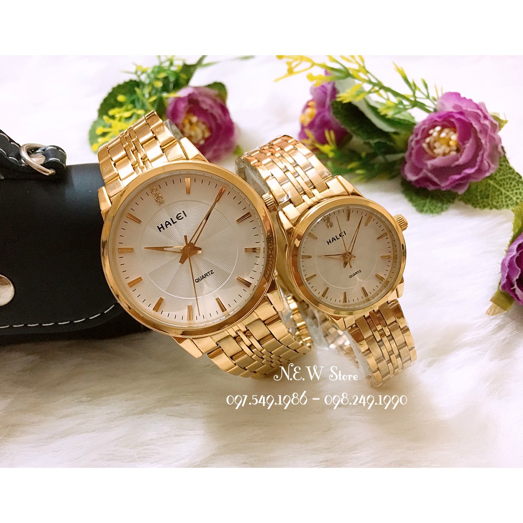 Đồng hồ cặp đôi dây thép Halei Gold Titanium đẳng cấp | BigBuy360 - bigbuy360.vn